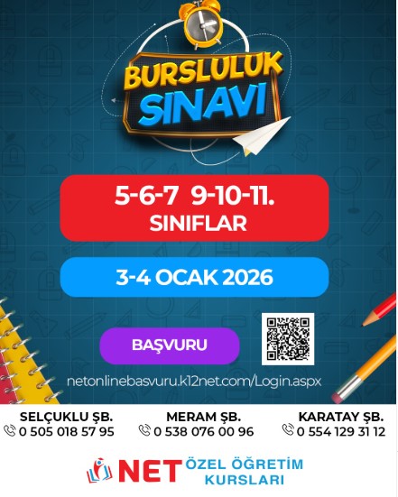 NET EĞİTİM KURUMLARI BURSLULUK SINAVI 3-4 OCAK