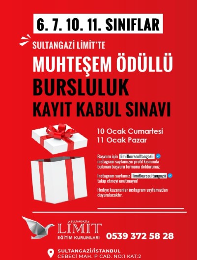Sultangazi Limit Bursluluk Sınavı 10-11 Ocak