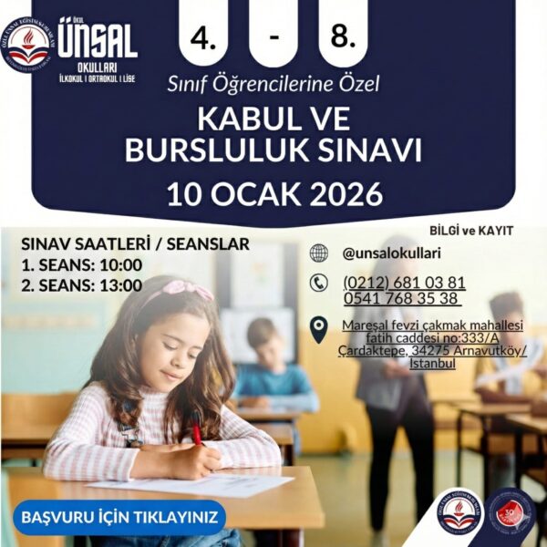 Ünsal Okulları – 10 Ocak 2026 Bursluluk Sınavı